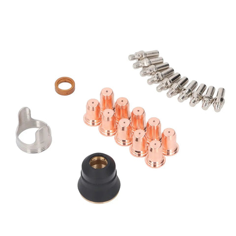 Plasma Cutter Consumables Kit 23 Piece Set With 10 Nozzles 10 Electrodes 1 Cup 1 Bracket And Swirl For Torch Maintenance