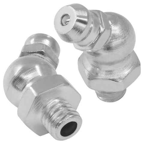 Two zinc-plated 45 Degree M6 Grease Fitting Set 1mm Thread Zerk Nipple Nozzles