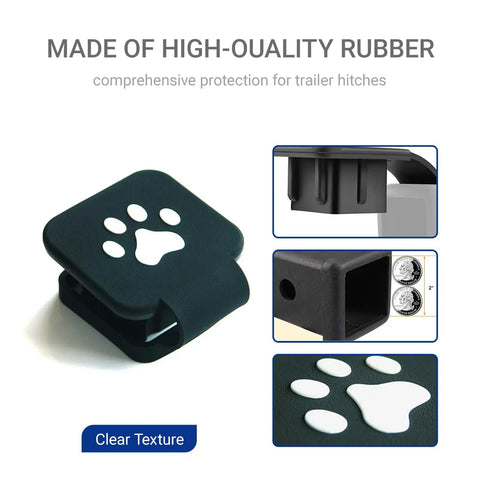 2 Inch Trailer Hitch Cover With Dog Paw Design Rubber Dustproof Waterproof Plug For Square Mouth Receivers Protect Your Hitch Tube