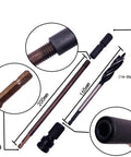 Top Shelf Heavy Duty 11 Piece Woodworking Auger Drill Bit Set Featuring Razor Sharp Spiral Flutes For Reliable Clean Hole Boring In Lumber Plywood MDF Sheets Pro Tier components with dimensions.