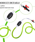 No Fuss Manual Fuel Siphon Pump For Gas Diesel And Oil Quick High Flow Transfer with PVC yellow hose and rubber bulb.