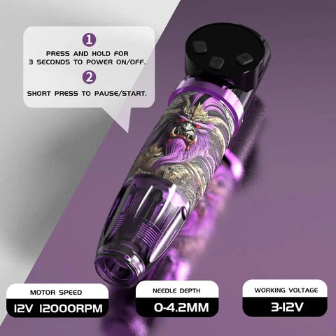 Wireless Tattoo Pen Kit For Beginners With 10 Needles And 7 Ink Colors All In One Tattoo Machine Set close-up view
