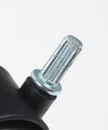 Close-up of metal stem on 2 Pack Black Stem Caster Wheels Replacement For Laundry Racks And Under Bed Storage Heavy Duty