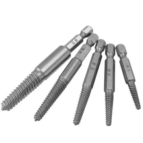 Ten Piece Damaged Screw Remover Kit With One Quarter Inch Hex Shank High Speed Steel For Easy Out Of Stripped Screws Five Sizes
