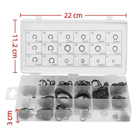 225 Piece Retaining Ring Set With 18 Sizes Internal And External Circlips In Alloy Steel Snap Ring Assortment With Storage Box