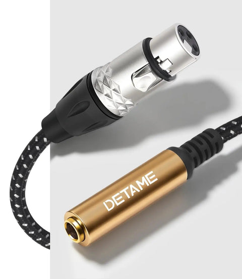 Hot 1Ft Audio Cable XLR Female To 1/4 Trs Female Jack For Mic Guitar Amp And Mixer - close-up of connectors and braided cable.