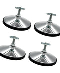 Adjustable Game Table Leveling Feet Pack Of 4 With Threaded Posts And Securing Nuts, wide base silver metal floor levelers