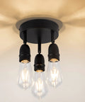 Three Light Flush Mount Ceiling Fixture In Matte Black Finish Dope Farmhouse Style Lighting For Porch Hallway Kitchen Bedroom Modern Rustic Ceiling Light That Elevates Any Space