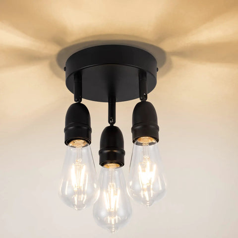 Three Light Flush Mount Ceiling Fixture In Matte Black Finish Dope Farmhouse Style Lighting For Porch Hallway Kitchen Bedroom Modern Rustic Ceiling Light That Elevates Any Space