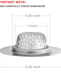 Four Pack Stainless Steel Sink Strainers With Rubber Stopper Plug Set Fits 2.125 Inch Top Diameter And 1 Inch Basket Ideal For Bathroom Utility Slop Laundry RV Lavatory Sinks