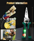 Heavy Duty 8 In One Wire Stripper Pliers With Built In Voltage Tester, 9.06in, multi function tool for cutting and stripping wire.