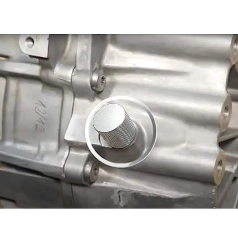 Close-up of Chrysler Transmission Dipstick For 6F24 And 948TE Auto Transmissions, showing aluminum handle and part of unit