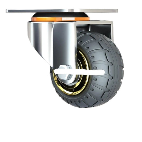 3 4 5 Inch Soft Rubber Furniture Casters With One Way Silent Heavy Duty Brake Wheels for office desks, close-up of wheel design