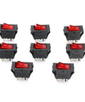 Top Shelf Red Illuminated Rocker Switch 3 Pin 2 Position SPST Toggle With Knockout Glow Road Ready For Marine Boats Trucks And Workshop Equipment Ac 250V 15A 125V 20A 10 Piece Kit, 10 durable switches.