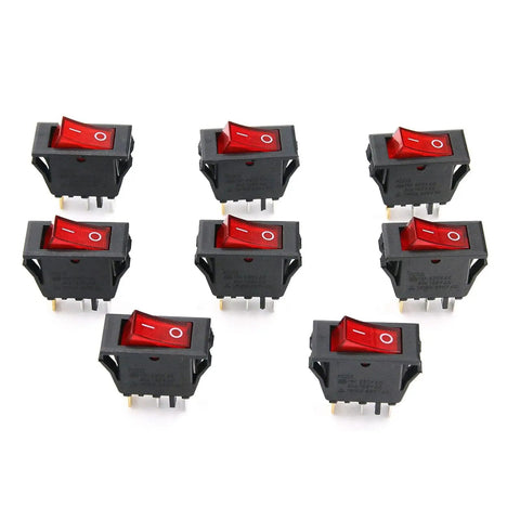 Top Shelf Red Illuminated Rocker Switch 3 Pin 2 Position SPST Toggle With Knockout Glow Road Ready For Marine Boats Trucks And Workshop Equipment Ac 250V 15A 125V 20A 10 Piece Kit, 10 durable switches.