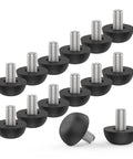 Cluster of 12 M8 Adjustable Furniture Leg Set With 304 Stainless Steel Feet, 8mm X 1.25 Screw In Leveling Feet, black non-slip base.