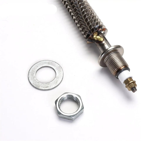 Heavy Duty Shop Ready M16 Thread Electric Finned Air Heater 220V W Shape heating element, stainless steel component detail.