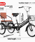 Dual Seat Tandem Pedal Tricycle for Kids and Adults With Rear Passenger Seat and Double Brakes, 20 Inch Pink Cruiser