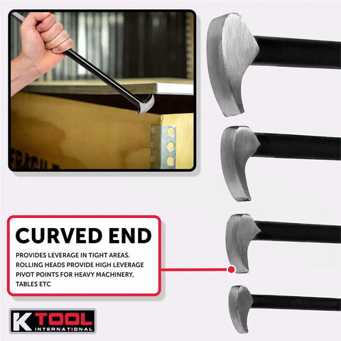 Beefy Heat Treated Pry Bars With High Leverage Rolling Head Design And Long Tapered Body For Precise Alignment And Drifting close-up