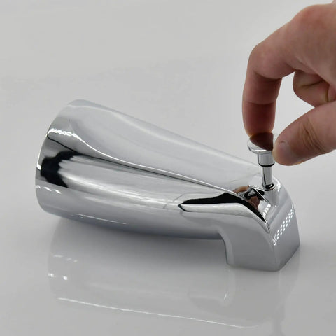 Slip Fit Tub Spout With Pull Up Diverter For Half Inch Copper Tube Chrome Finish Durable Metal Construction in use