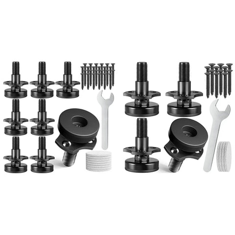 Heavy Duty Beefy Adjustable Leveling Feet Kit 12 Pcs Three Eighths Inch 16 Thread T Nut Levelers with wrenches and screws