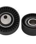 Beefed Up Pack Of 3 Drive Belt Tensioner Idler Pulleys Kit For BMW Vehicles Including 3 Series, close-up of pulley design