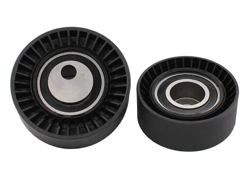 Beefed Up Pack Of 3 Drive Belt Tensioner Idler Pulleys Kit For BMW Vehicles Including 3 Series, close-up of pulley design
