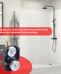 Heavy Duty Rough In Shower Valve With Integrated Diverter And Solid Forged Brass Body Engineered For Easy Back To Back Installs, viewed in a modern bathroom setting.