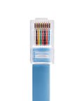 Close-up of Cisco Console Rollover Cable 6 Ft M To M RJ45 Flat Molded Blue Network Cable For Cisco Routers And Servers