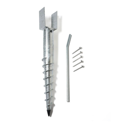 U Model Ground Screw Anchor For 4x4 Posts, Easy Install No Dig Post Stake with accessories, 27 inch full view