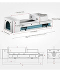 Heavy Duty CNC Vise And Angle Fixed Cross Milling Machine Fixture Featuring Knockout Jaw Opening Plus Lockdown Workbench Mount with dimensions