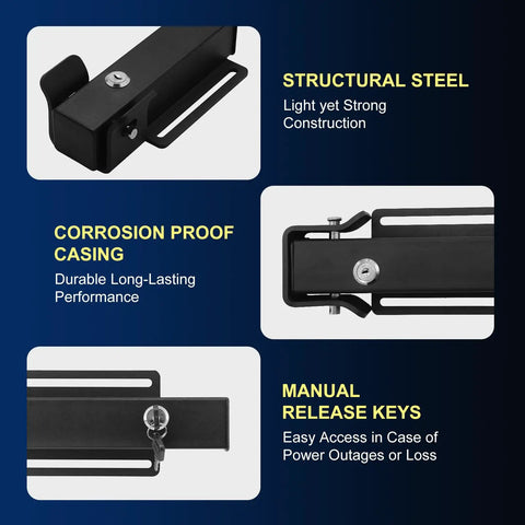 Universal Automatic Electric Gate Lock System for 12 24V Swing Gates with steel construction and release keys