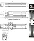 Straight Up Precision Nema 23 Sliding Table Kit With Linear Rail Stage dimensions illustration for CNC workbenches.