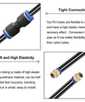 Hella Durable Quarter Inch Polyurethane Air Tubing With Kickin Flexibility Engineered For No Sweat Compressor Hookups And Seamless Fluid Transport In A Tough Black 9.84 Foot Run showing tight connections and soft elasticity details.