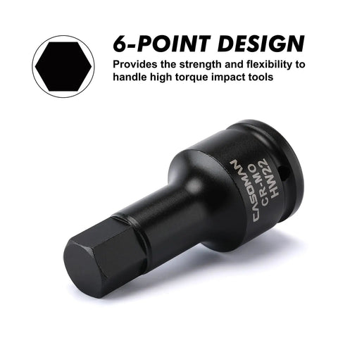 Close-up of a 22mm piece from the Three Quarter Inch Drive Impact Hex Bit Set, 6-point design, heavy duty CR-MO alloy steel.