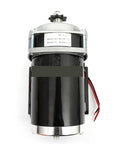 Badass 500W And 800W Brushed DC Motor Paired With A Slick Permanent Magnet Gearbox Spinning At 500RPM On 12V 36V Or 48V Voltage Featuring Dope Pure Copper Windings For Tough Jobs, showcasing a black and silver motor with wiring.