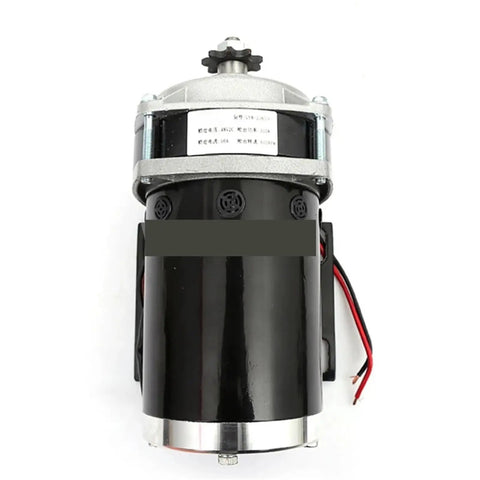Badass 500W And 800W Brushed DC Motor Paired With A Slick Permanent Magnet Gearbox Spinning At 500RPM On 12V 36V Or 48V Voltage Featuring Dope Pure Copper Windings For Tough Jobs, showcasing a black and silver motor with wiring.