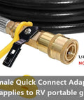 12 Foot Propane Hose With Regulator For RV Grills And Heaters, Low Pressure Quick Connect To 1/4 Inch Female Or Acme Nut, Type 1 QCC1 Adapter