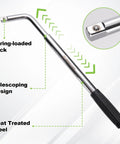 Telescoping 4 Way Lug Wrench Extendable Half Inch Drive With 17 19mm And 21 23mm Sockets Durable Wheel Nut Removal Tool