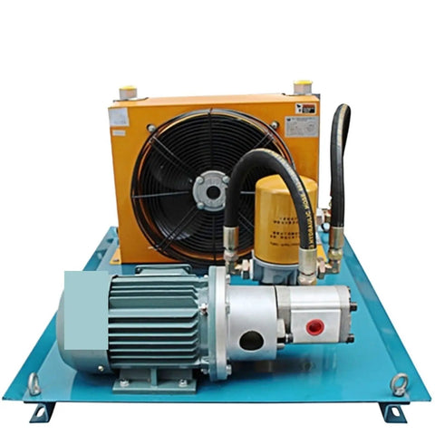 Badass Hydraulic Power Unit With Integrated Oil Cooler Pump Motor And Plate Fin Architecture providing heat management for industrial use.