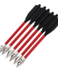 Pro Grade Premium Aluminum Crossbow Bolts Set 6.7 Inch With Sharp Broadhead Tips, 12 Pack For 50 To 80 Lb Mini Archery Crossbows, Red Bolts