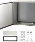 Heavy Duty NEMA Steel Enclosure 24 x 24 x 12 Inch Outdoor Indoor IP66 Waterproof Dustproof Electrical Box With Mounting Plate Built To Last For Weatherproof Industrial Use, open with mounting plate
