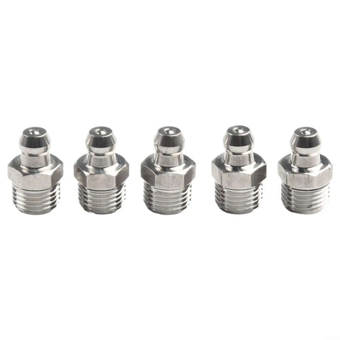 Top 10 Piece Stainless Steel Grease Fitting Kit With Straight Design 201 Metal 18-28 Thread Rust Proof Oil Nipples For Car Machinery And Hardened Bearings Maintenance Work, five fittings