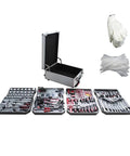 Sturdy 599 Piece Aluminum Alloy Box Tool Set For Your Ride And Home With Screwdrivers Wrenches That Make Minor Car Repairs A Cinch And Keep Your Garage Sorted In Style So You Feel Safe Fixing Stuff Yourself. Open aluminum tool case with sockets, wrenches, and screwdrivers