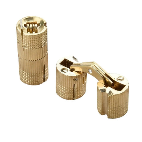 Brass Hidden Cabinet Hinges 8 To 12mm Concealed Barrel Copper Invisible Door Hinge Set 2 Pack For Cabinets And Doors