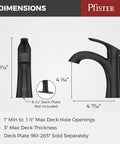 Dimensions of Weller Slick Single Handle Bathroom Sink Faucet With Single Hole Or Three Hole Mount In Tuscan Bronze Finish
