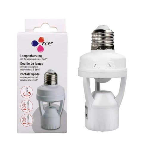Motion Sensor Light Socket With E26 Screw Bulb Adapter Auto On Off Night Light PIR Smart Sensor Bulb Adapter, white