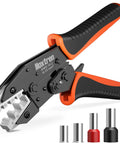 Heavy Duty Ferrule Crimping Tool For Large Wire Ferrules AWG 10 To 2 And 6 To 35 Mm2 Pro Grade Build For Electricians And Do It Yourself Projects With Easy Grip And Durable Construction, ratcheting handles and ferrule sleeves