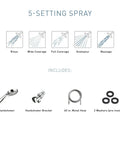Five Function Handheld Shower Head With Brushed Nickel Spot Resistant Finish, 5 spray settings, shown with hose and washers