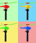 Colorful Helicopters And Airplanes Set With Launcher, 20 Flying Toys For Party Favors, Birthdays, in four vibrant colors